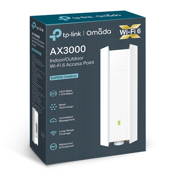 TP-Link EAP650-Outdoor Omada AX3000 Indoor/Outdoor WiFi 6 Access Point